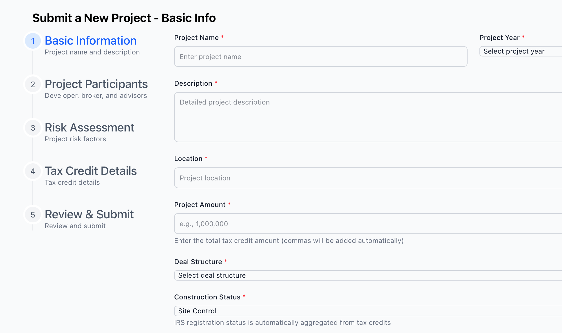 Streamlined Project Creation