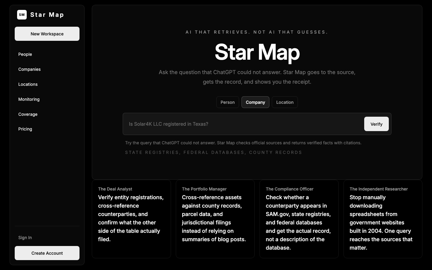 Star Map verification screen